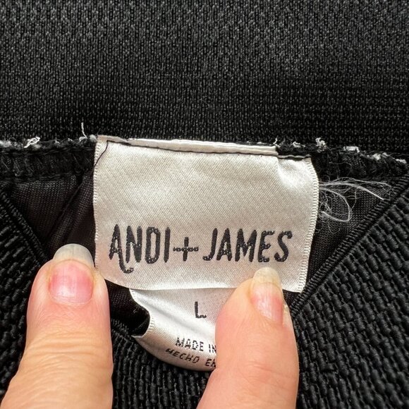 Andi & James fully lined elastic‎ waist Pleated Skirt black & white Size Large - Picture 6 of 7